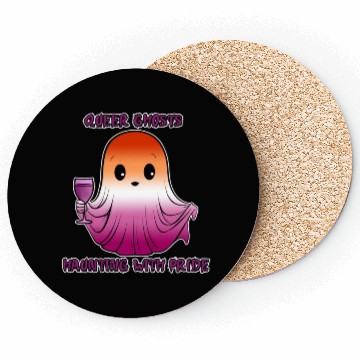 Discover Queer Ghosts, Ghost in Lesbian Flag Colors Coasters