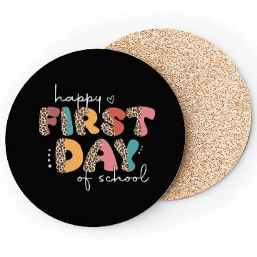 Discover Leopard Happy First Day of School Teacher Retro Coasters