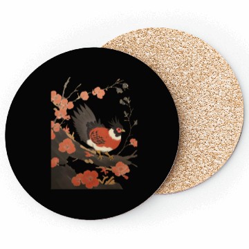 Discover The Bird on the Cherry Blossom Tree Coasters