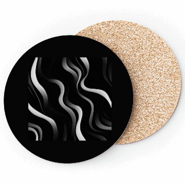 Discover Monochrome Elegance: White Abstract Lines on Black Coasters