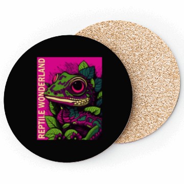 Discover Psychedelic Reptile Wonderland Retro Designs 9 Coasters