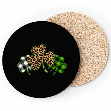 Discover St Patricks Day Leopard Print Plaid Shamrock Coasters