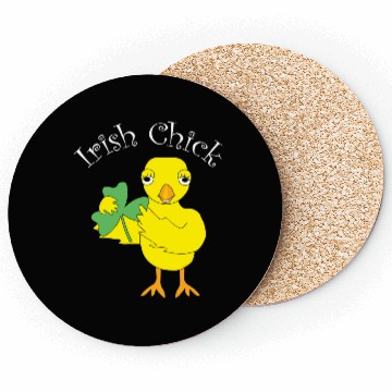 Discover Irish Chick White Text Coasters