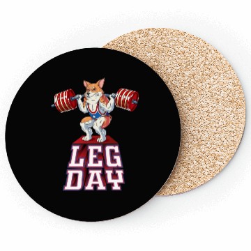 Discover Leg Day Corgi Weight Lifting Squat Gym Coasters
