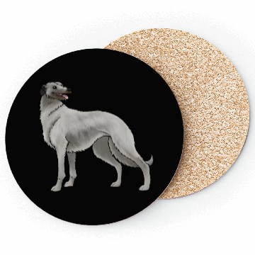 Discover Dog Scottish Deerhound Light Gray Coasters