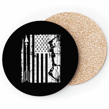 Discover Outdoor Hunting American Flag Bow Arrow Target Coasters
