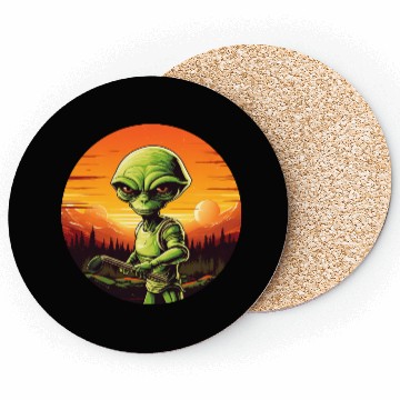 Discover Green Alien Golfer - Extraterrestrial Playing Golf Coasters