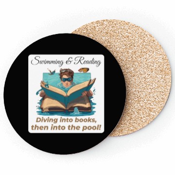 Discover Bookish Splash Swimmer Book Lover Coasters