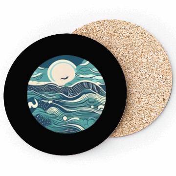 Discover Sea waves in circle Coasters