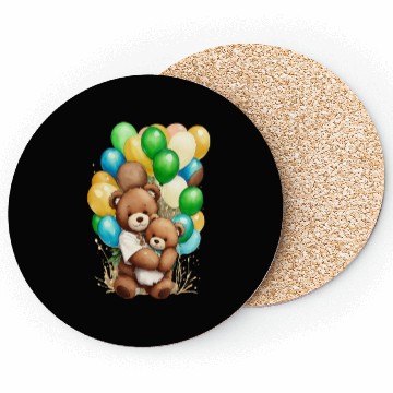 Discover Bear water color and his balloon Coasters