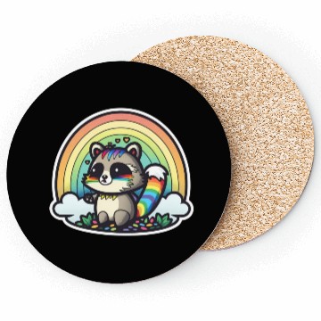 Discover Weird Rainbow Raccoon Coasters