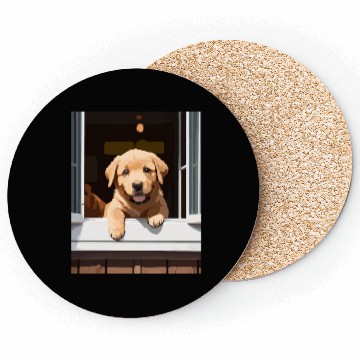 Discover Puppy LaB - Labrador Puppy At The Window Coasters