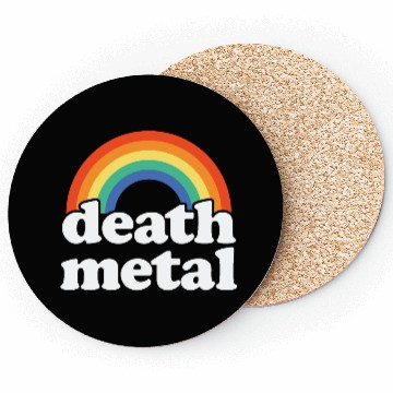 Discover Funny Death Metal Design: Rainbow Riot Coasters