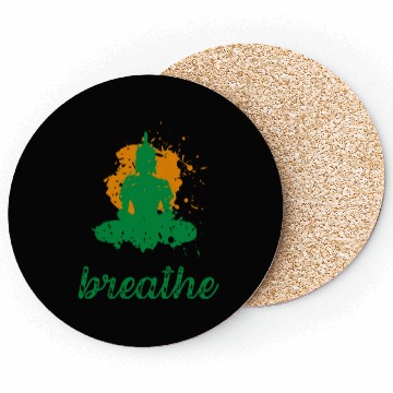 Discover Breathe quote Buddha graphic Coasters