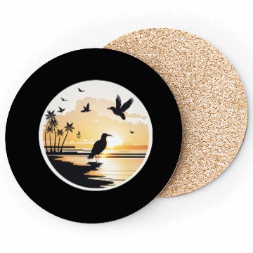 Discover the beach sunset birds Coasters