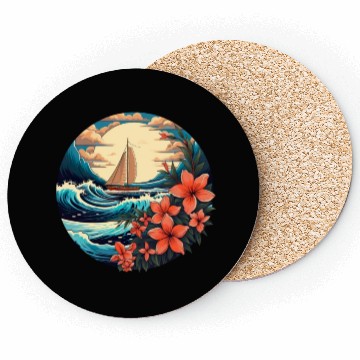 Discover Sailing Ship Sailing Orchids Flowers Sailboat Coasters