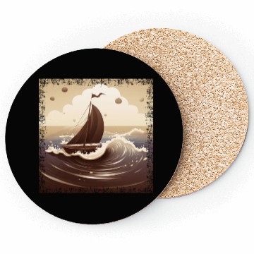 Discover Chocolate Brown Dinghy on Rough Seas Coasters