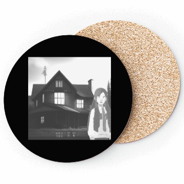 Discover Is a haunted house??? (Black and white version) Coasters