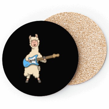 Discover Comic Llama Plays Electric Guitar Coasters