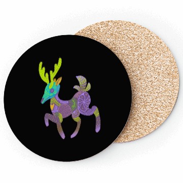 Discover Whimsical Purple Cactus Deer Alebrije Coasters