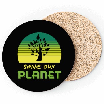 Discover Save Our Planet Retro Sunset Green Coasters