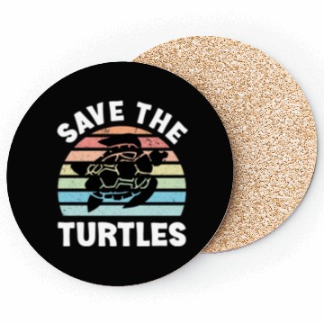 Discover Save The Turtles Sea Turtle Retro Sunset Coasters