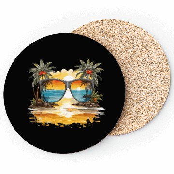 Discover Sun glasses with tropical beach Coasters Design