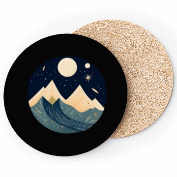 Discover Mountains moon stars Coasters