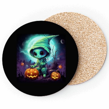 Discover Alien Halloween: Green Extraterrestrial with Coasters