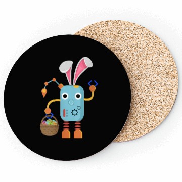 Discover Easter Bunny Robot Eggs Hunting Basket Rabbit Coasters