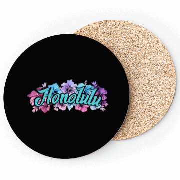 Discover Honolulu Hawaii Hibiscus Coasters