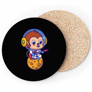Discover Monkey Astronaut Playing Guitar Coasters