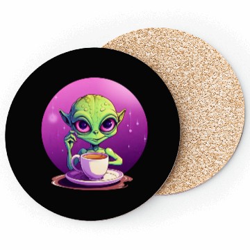 Discover midnight Coffee: The Green Alien Drinker Coasters