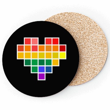 Discover Rainbow Pixel heart Coasters