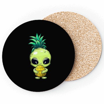 Discover Pineapple-Hair Alien: Green & Funny Coasters