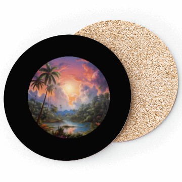 Discover Paradise Scene - Magic Realism Coasters