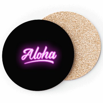 Discover Aloha Pink Neon Lettering Coasters