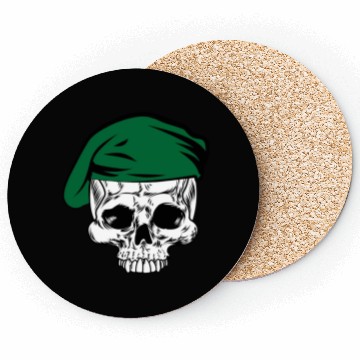 Discover Skeleton skull green beret Coasters