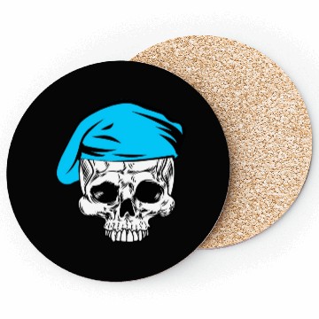 Discover Skeleton skull blue beret military Coasters