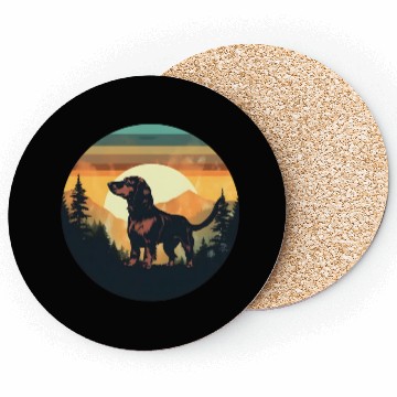 Discover Sunset Serenity: Vintage Dachshund Silhouette Coasters