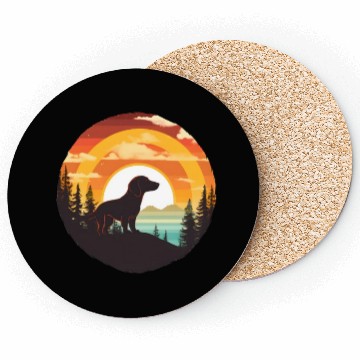 Discover Sunset Serenity: Vintage Dachshund Silhouette Coasters
