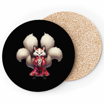 Discover Kai the Kitsune Fox Spirit Yokai Anime Spirit Coasters