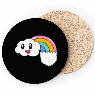 Discover Pocket Rainbow Kawaii Cloud Cute Funny Coasters