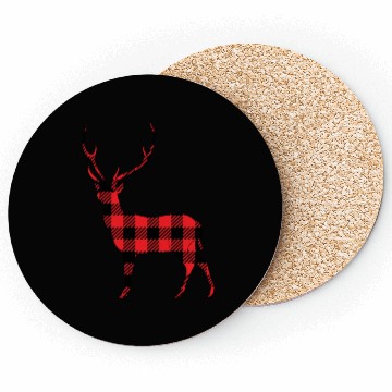 Discover Buffalo Plaid Deer Coasters