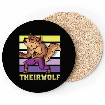 Discover Their Wolf Nonbinary Flag Coasters
