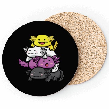 Discover Axolotl Nonbinary Flag Kawaii Coasters
