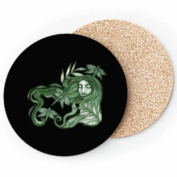 Discover Dragonfly Goddess In Green Coasters