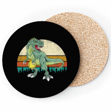 Discover Dinosaur Frolf Player Gift T Rex Golfer Dino Retro Coasters