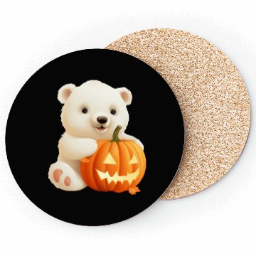 Discover Halloween Polar Bear with Pumpkin Coasters