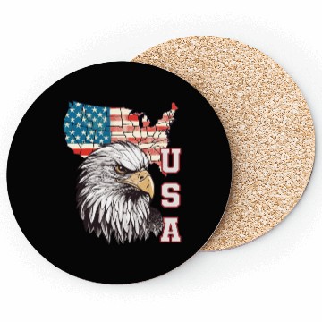 Discover gift idea bald eagle american flag Coasters